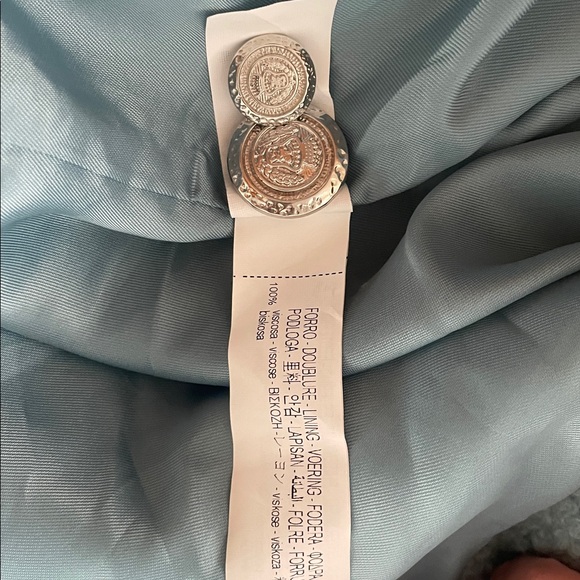 Zara Blue Textured Double Breasted Wool Blend Coat Blogger Favorite Size S - Picture 8 of 9